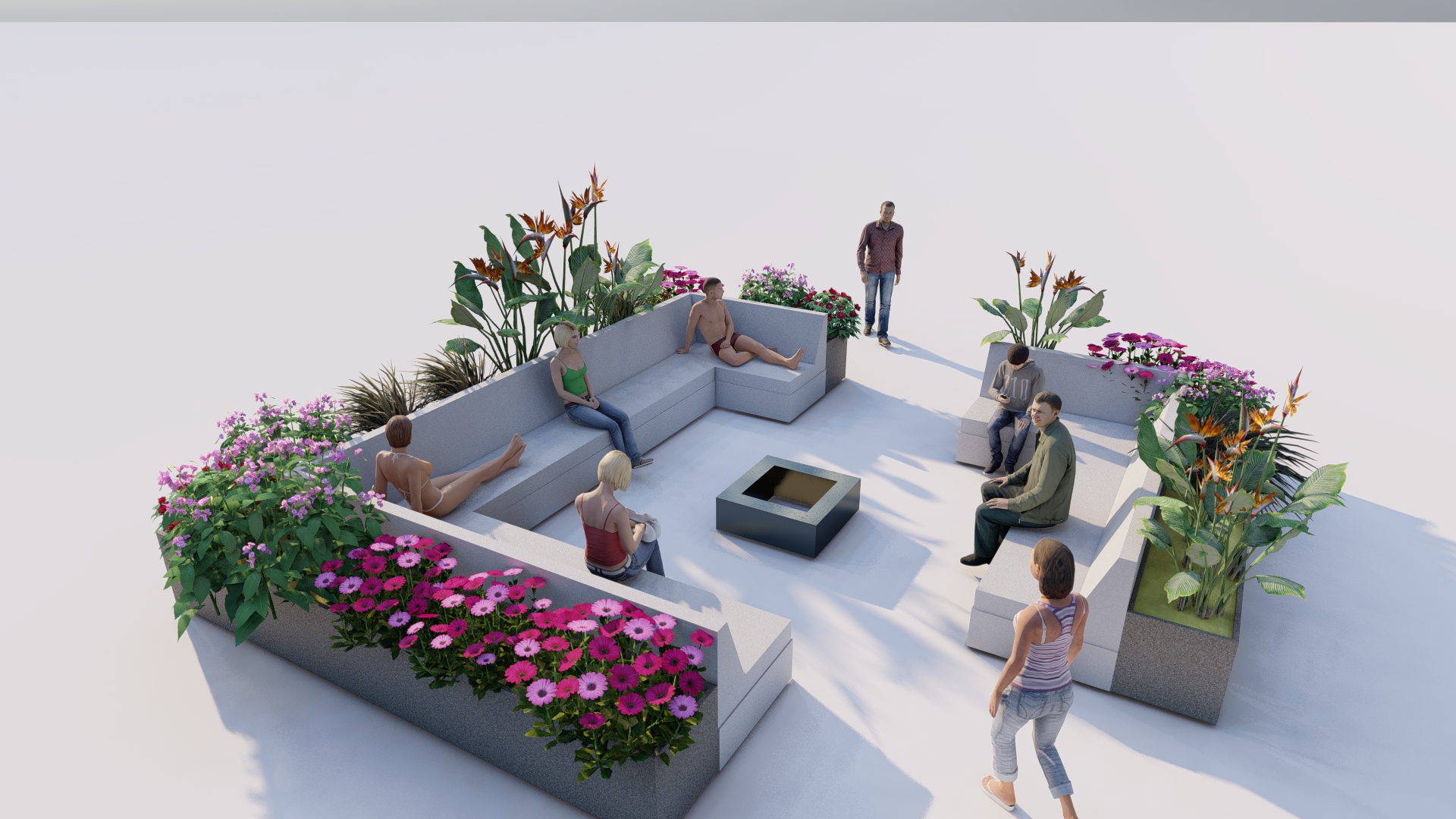 Representación 3D salón exterior